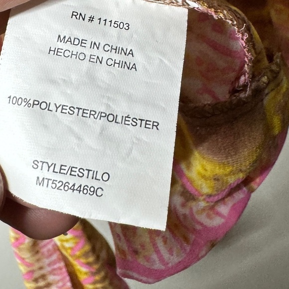 Lily White Semi Sheer Reptile Snake Print Pink White Yellow Ruffle Blouse Top M - Picture 13 of 13